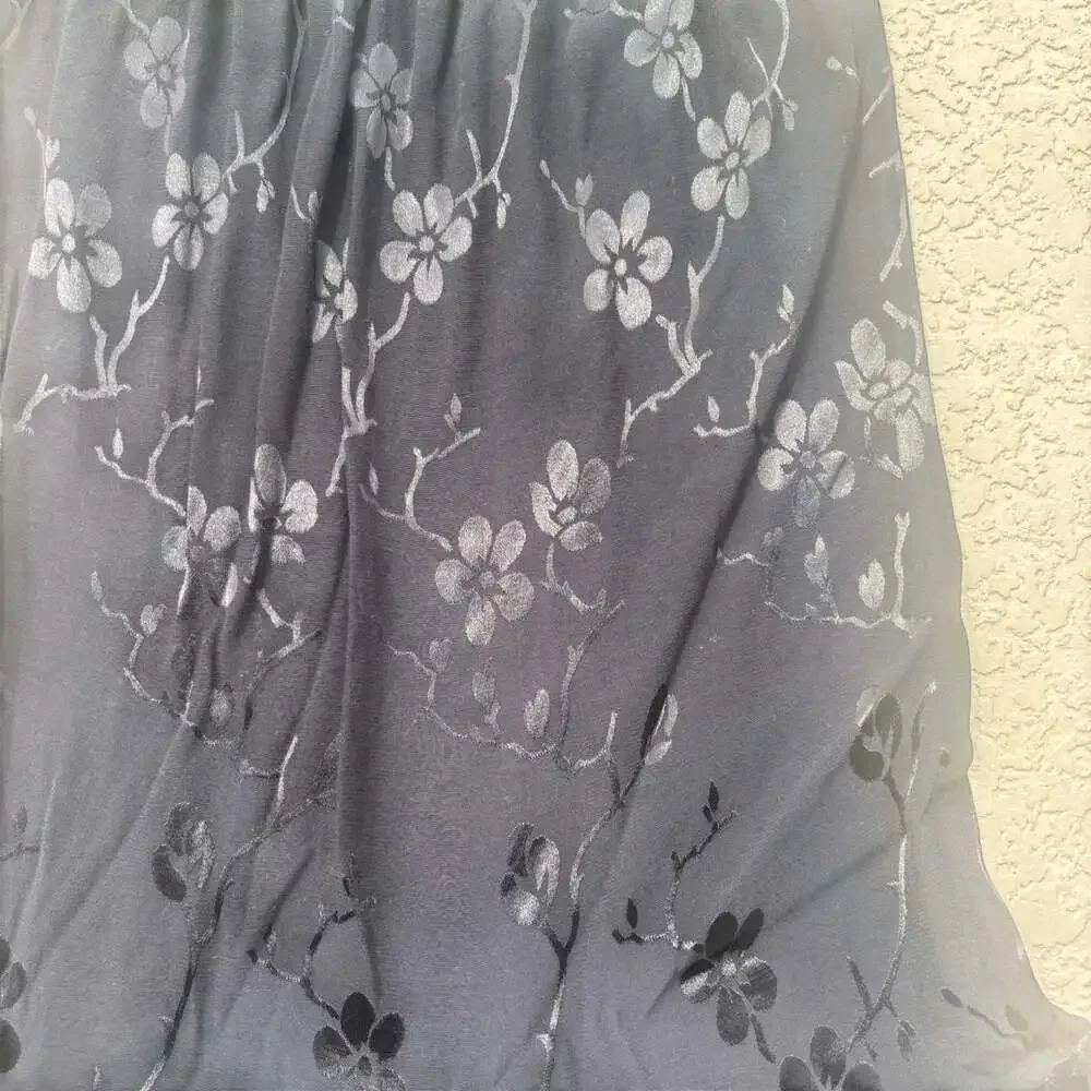 Vintage Spencer Alexis Cherry Blossom Burnout Midi Skirt Black L